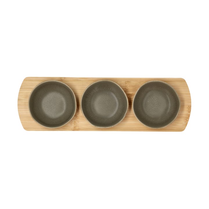 Shoku bambusbakke med 3 skåle, Warm Brown Villa Collection
