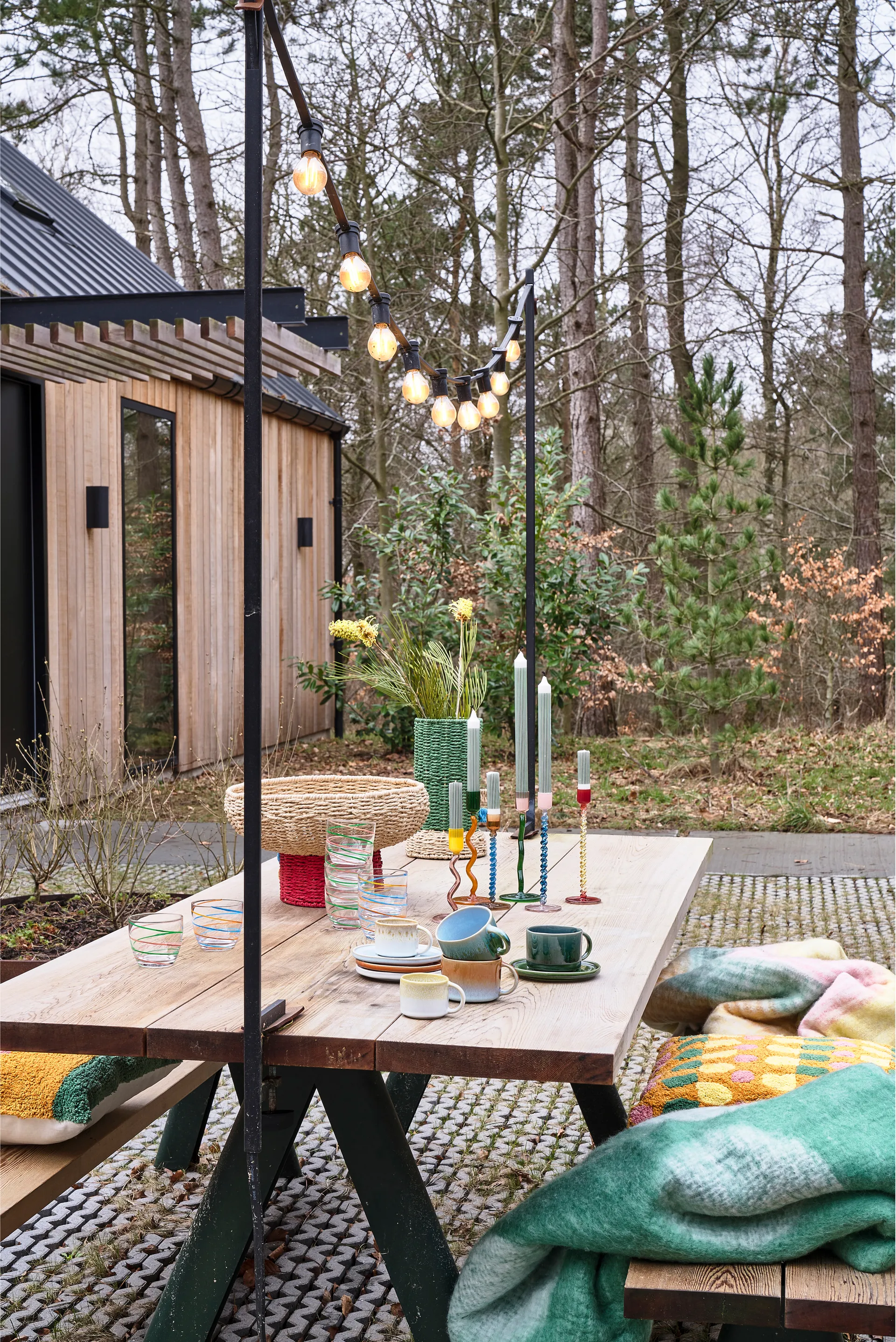 Styles lysestage 19,6 cm, Green-pink Villa Collection