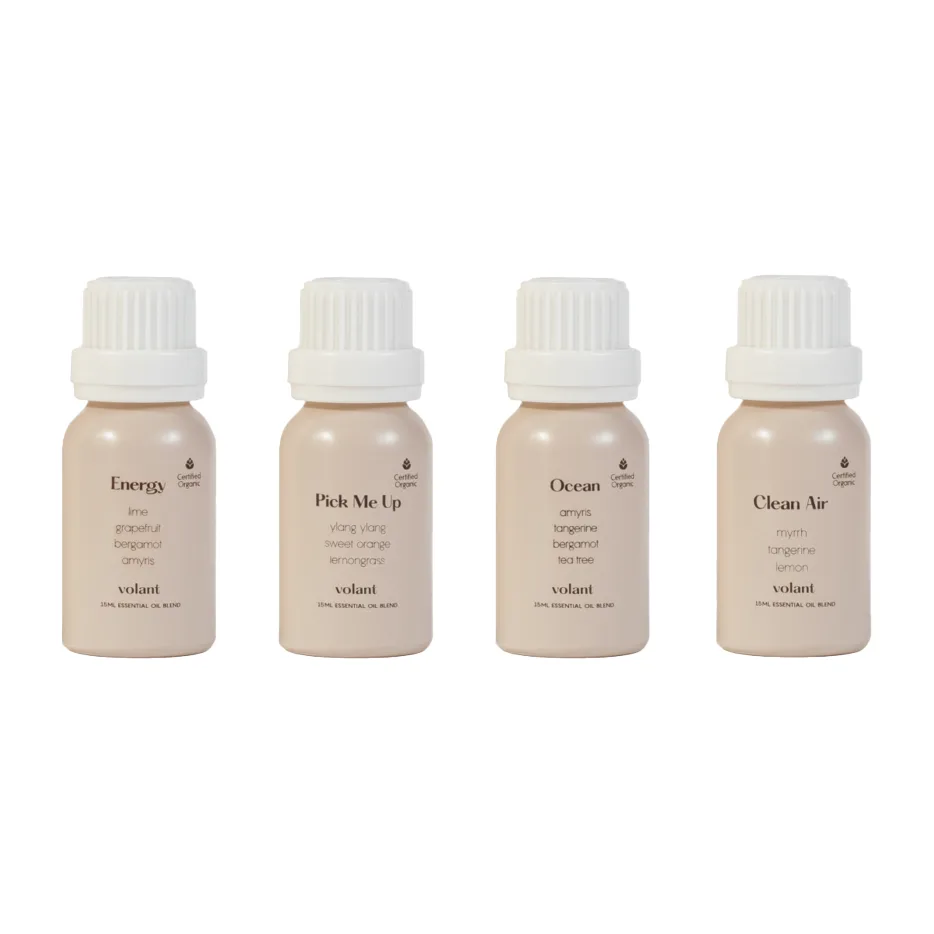 The energising sæt æteriske olier, 4 dufte Volant