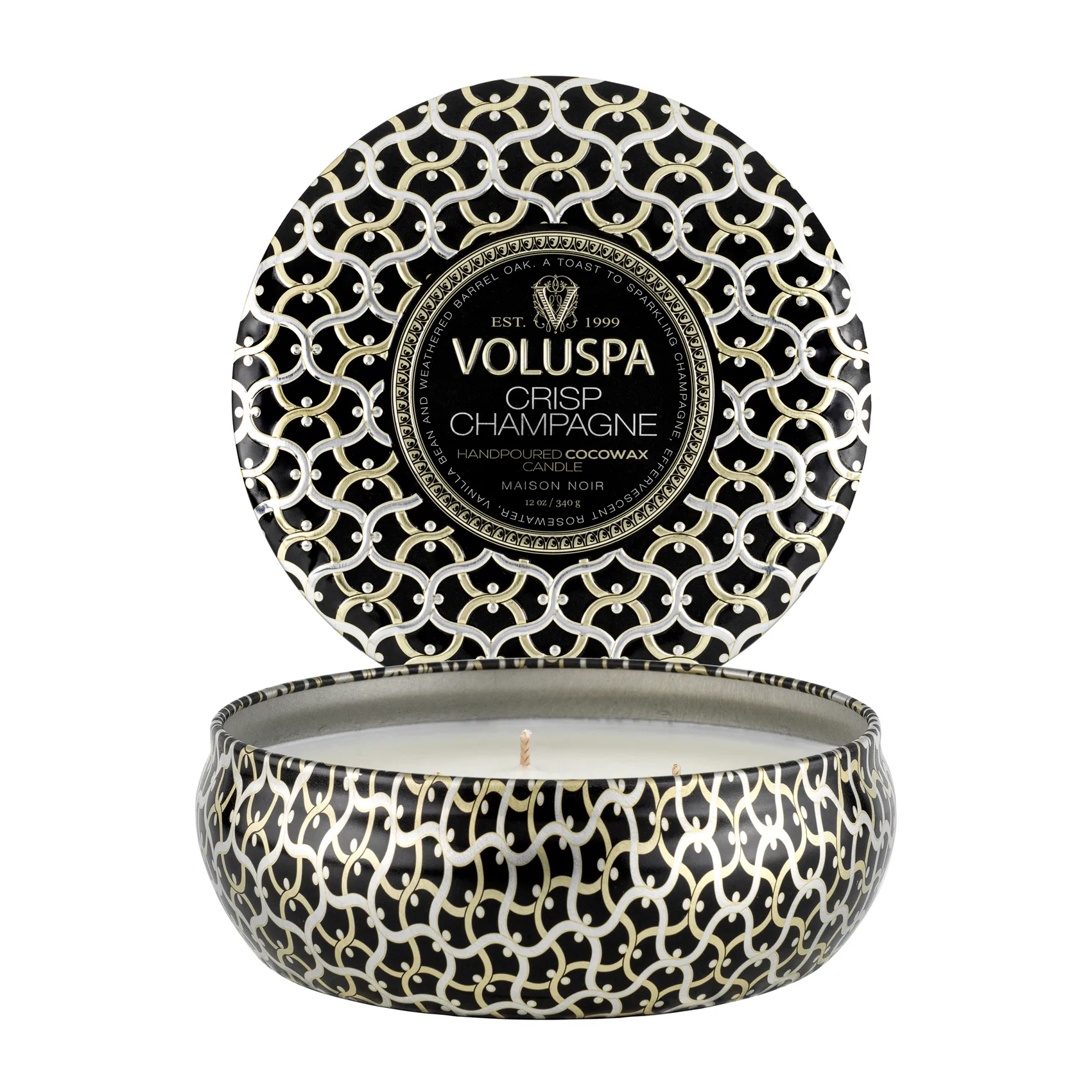 Maison Blanc 3-wick Tin duftlys 40 timer, Crisp Champagne Voluspa