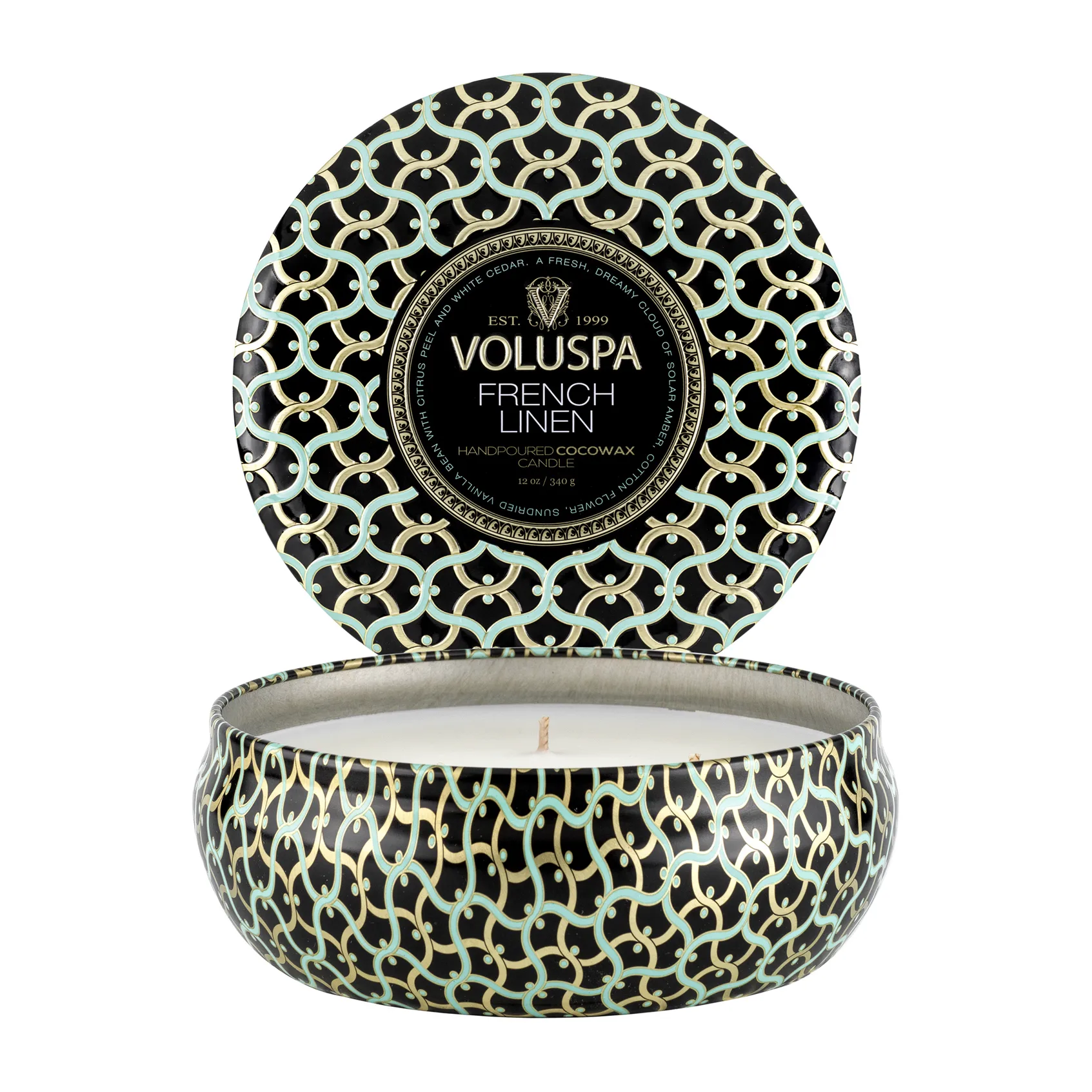 Maison Blanc 3-wick Tin duftlys 40 timer, French Linen Voluspa