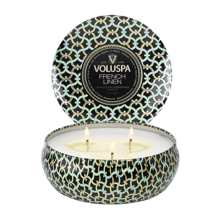 Maison Blanc 3-wick Tin duftlys 40 timer - French Linen - Voluspa