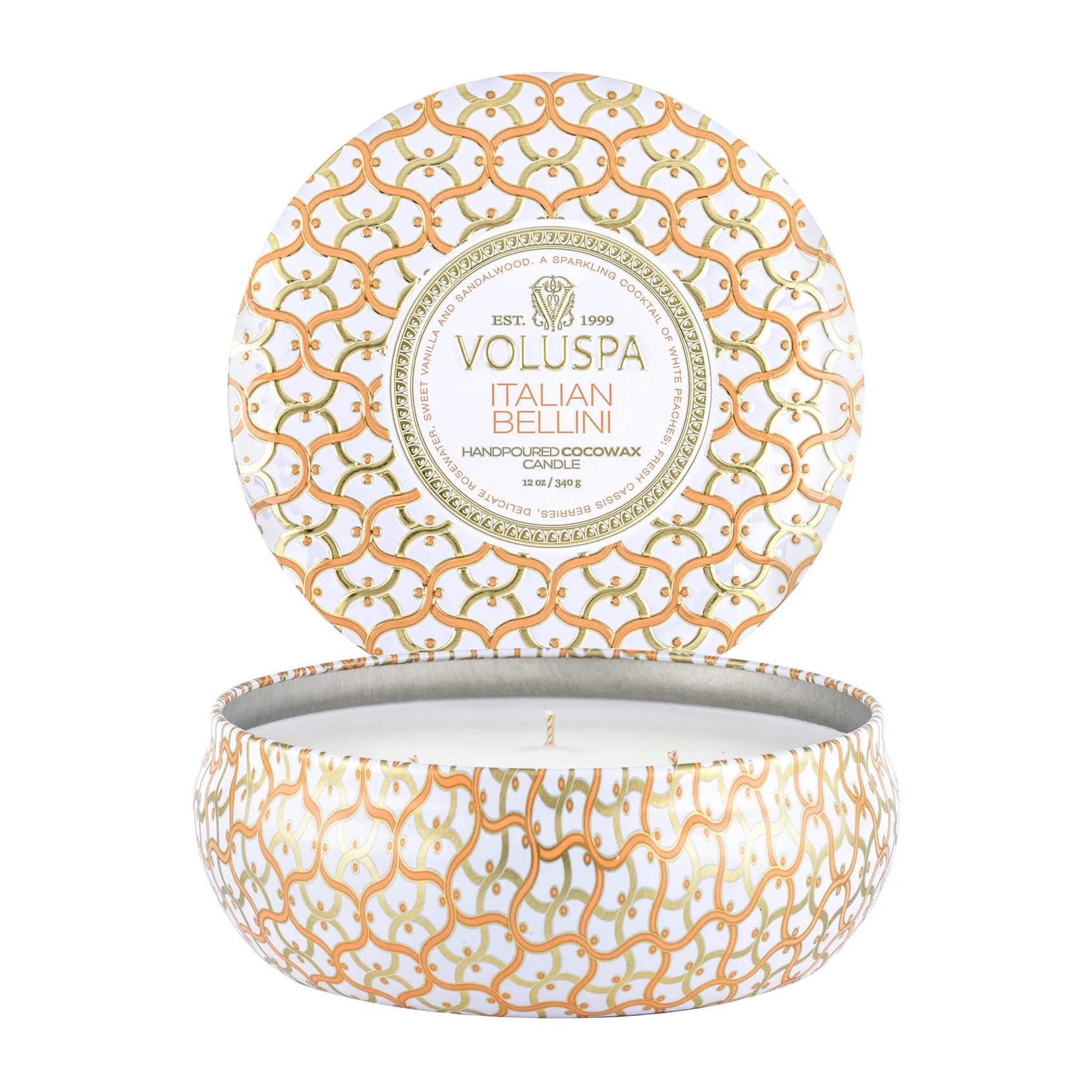 Maison Blanc 3-wick Tin duftlys 40 timer, Italian Bellini
​ Voluspa