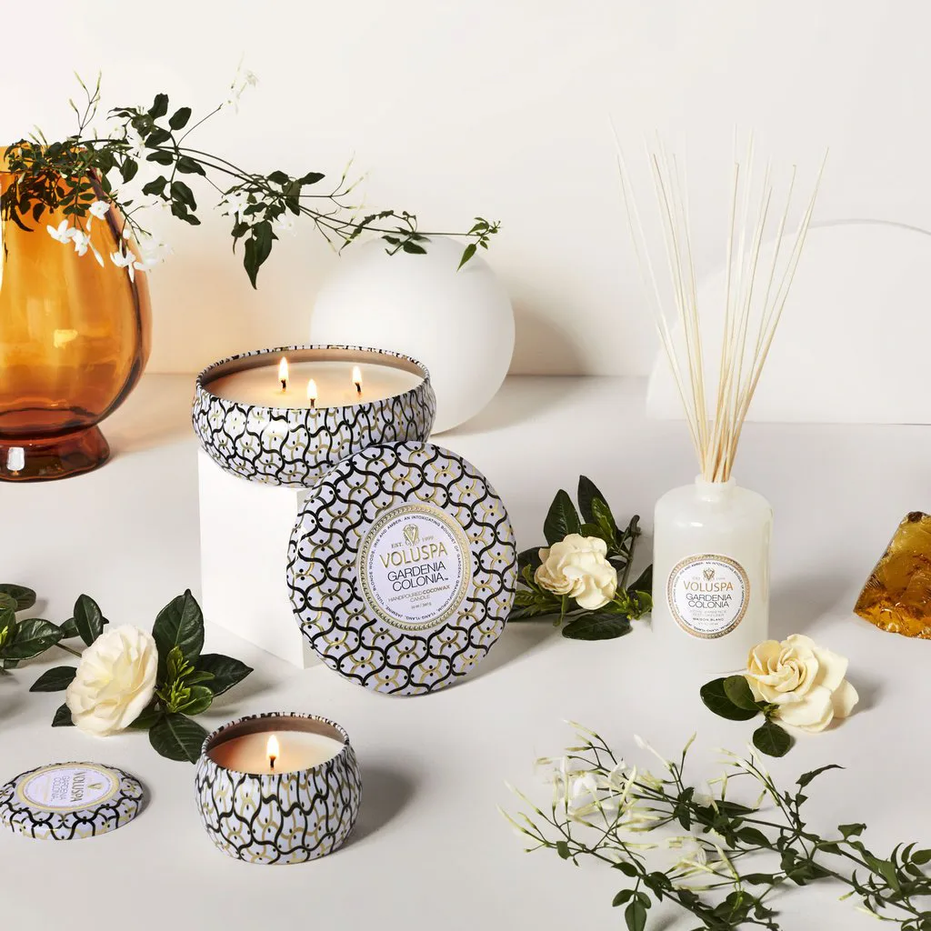 Maison Blanc Mini Tin duftlys 25 timer, Gardenia Colonia Voluspa