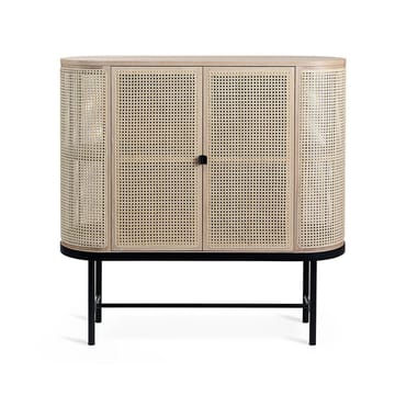 Be My Guest sideboard - rattan, hvidolieret eg, sort stålstel - Warm Nordic