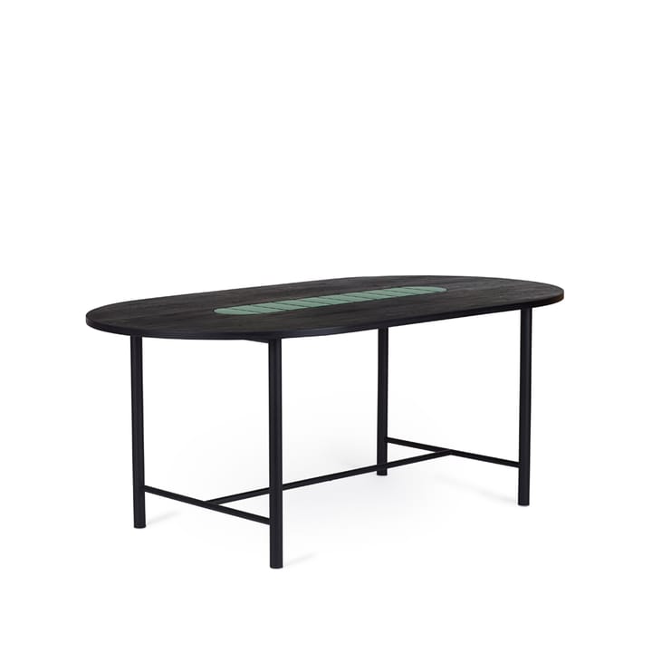 Be My Guest spisebord - eg sortolieret, sort understel i stål, grøn keramik, 100x180 - Warm Nordic