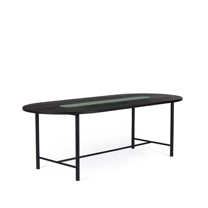Be My Guest spisebord - eg sortolieret, sort understel i stål, grøn keramik, 100x220 - Warm Nordic