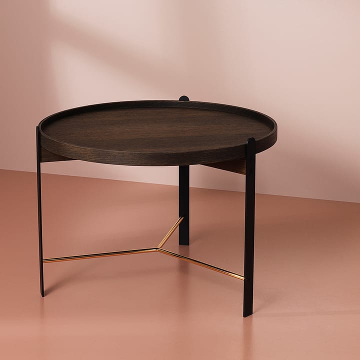 Compose sofabord Ø70 cm med messingunderstel, Smoked oak Warm Nordic