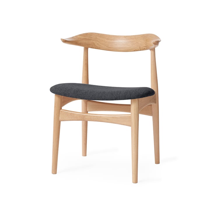Cow Horn stol - stof anthracite melange, hvidolieret egetræsstel - Warm Nordic