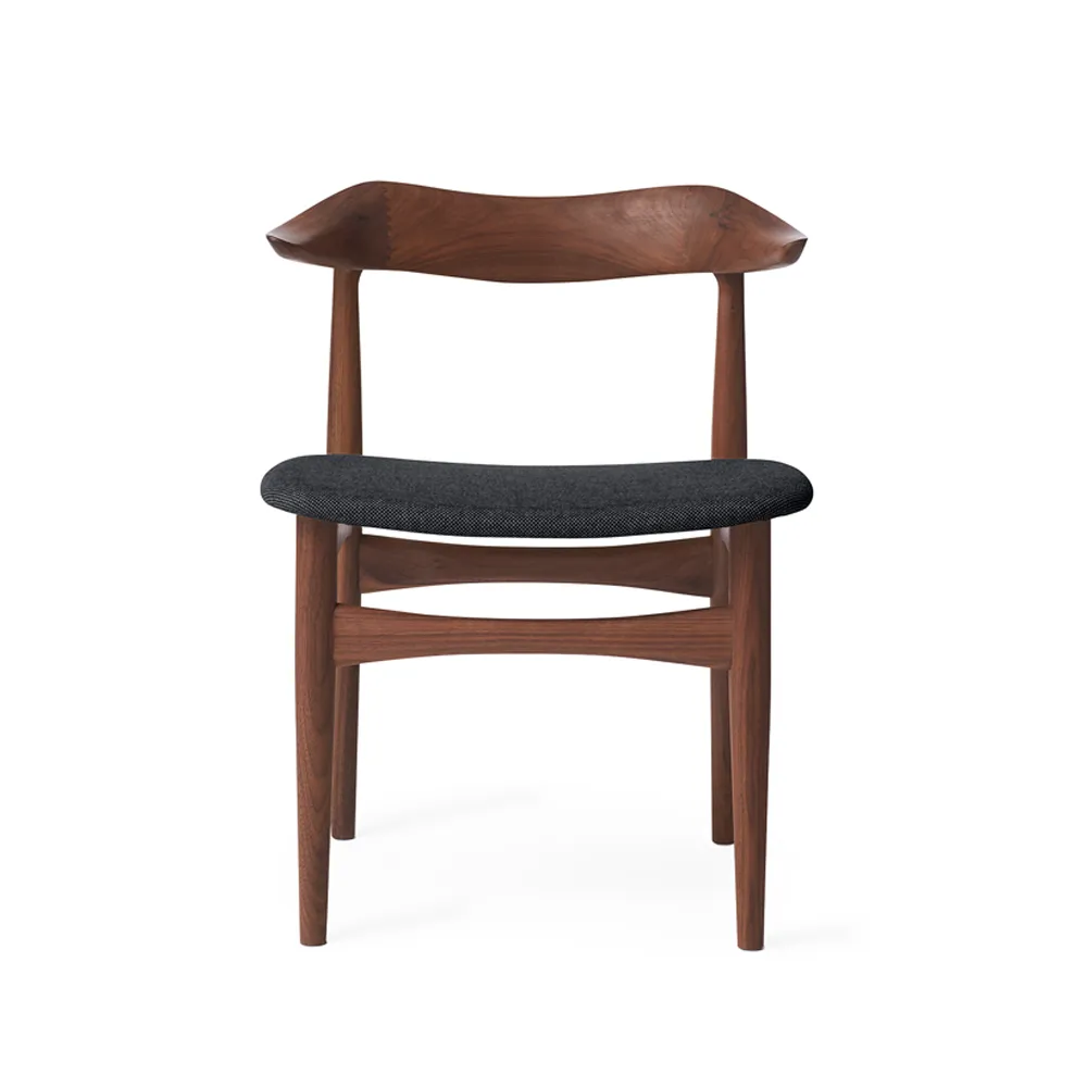 Cow Horn stol, stof anthracite melange, valnøddetræstel Warm Nordic