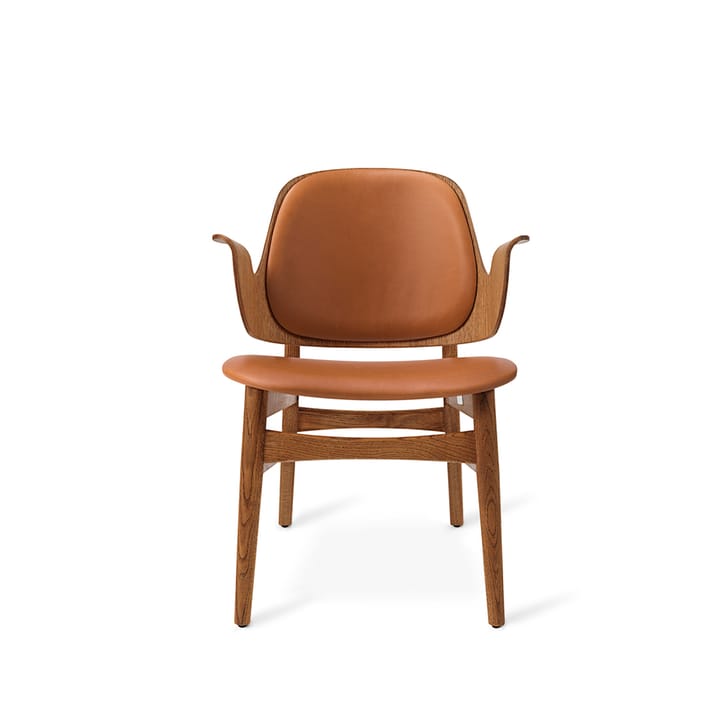 Gesture stol - læder Silk 250 cognac, teakolieret stel i eg - Warm Nordic
