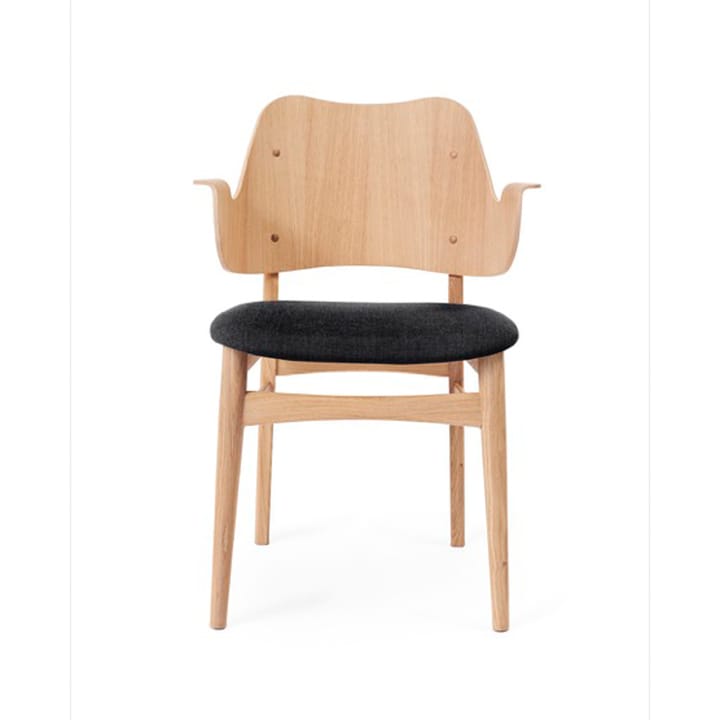 Gesture stol, polstret sæde - Anthracite, hvidolieret understel i eg - Warm Nordic