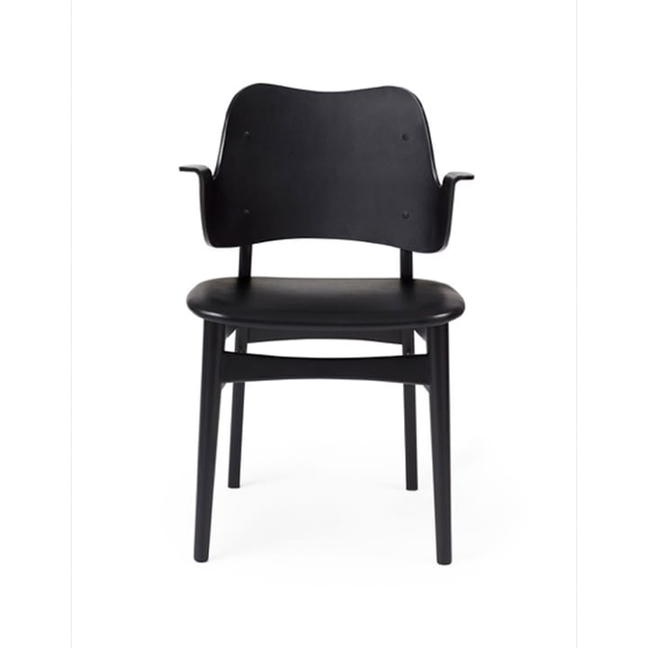 Gesture stol, polstret sæde - læder Prescott 207 black, sortlakeret stel i bøg, polstret sæde - Warm Nordic
