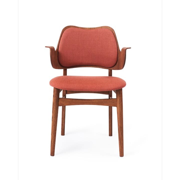 Gesture stol, polstret sæde & ryg - stof Canvas 566 peachy pink, teakolieret egetræsstel, beklædt sæde - Warm Nordic