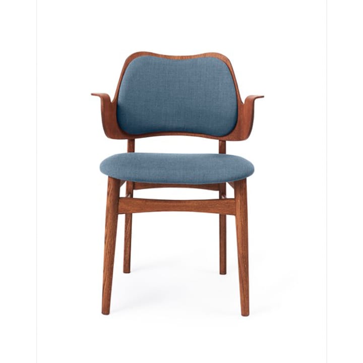 Gesture stol, polstret sæde & ryg - stof Canvas 734 denim, teakolieret egetræsstel, beklædt ryg - Warm Nordic