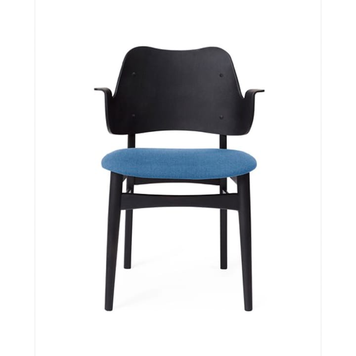 Gesture stol, polstret sæde - Sea blue/Sortlakeret bøgetræsstel - Warm Nordic
