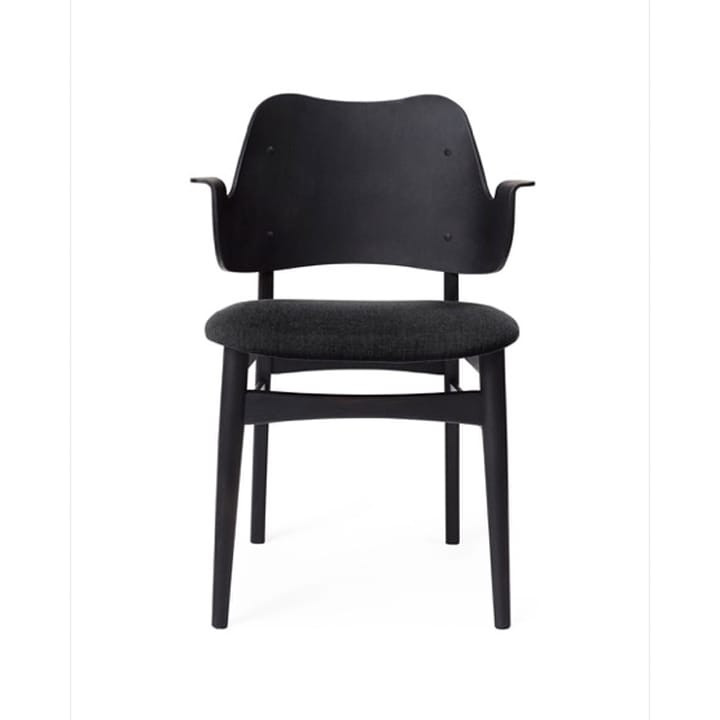 Gesture stol, polstret sæde - stof anthracite, sortlakeret bøgetræsstel - Warm Nordic