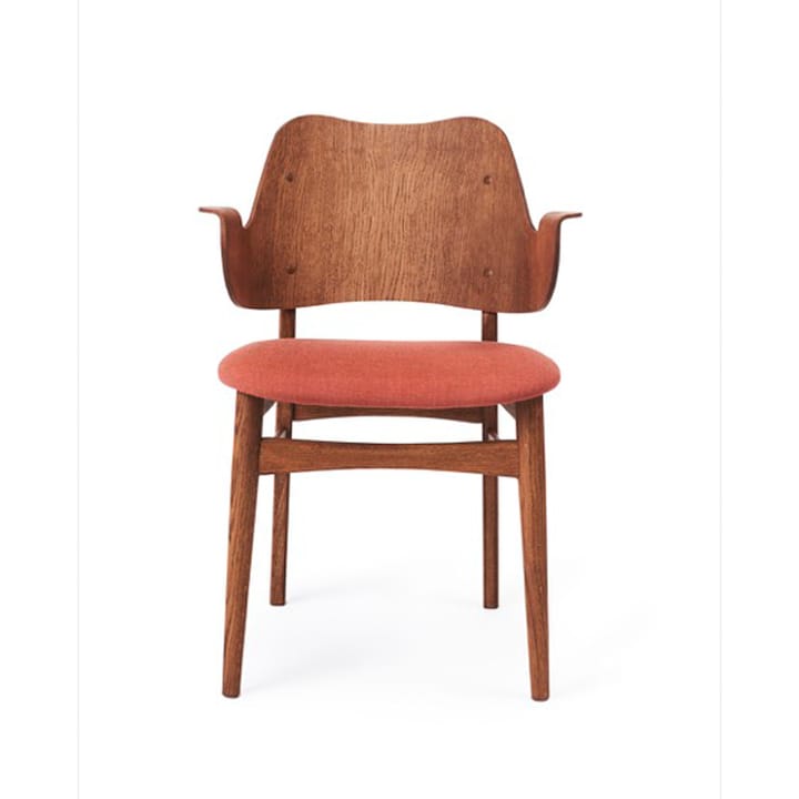Gesture stol, polstret sæde - stof Canvas 566 peachy pink, teakolieret egetræsstel, beklædt sæde - Warm Nordic