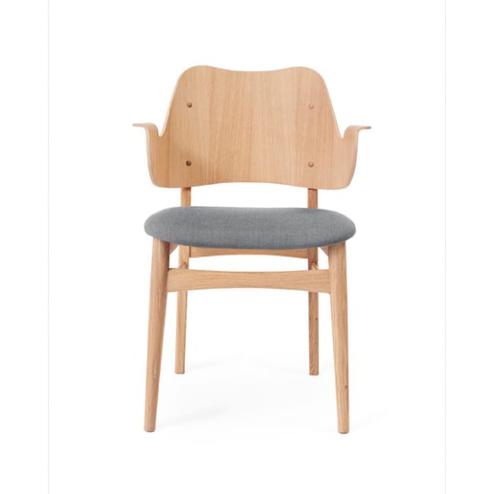 Gesture stol, polstret sæde - stof grey melange, hvidolieret egetræsstel, polstret sæde - Warm Nordic