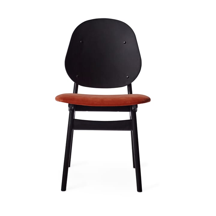 Noble stol, stof brick red, sortlakeret bøgestel Warm Nordic