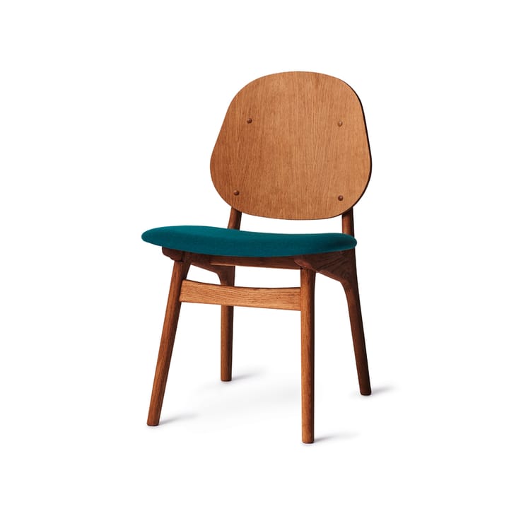 Noble stol - stof dark turqouise, teakolieret egetræsstel - Warm Nordic