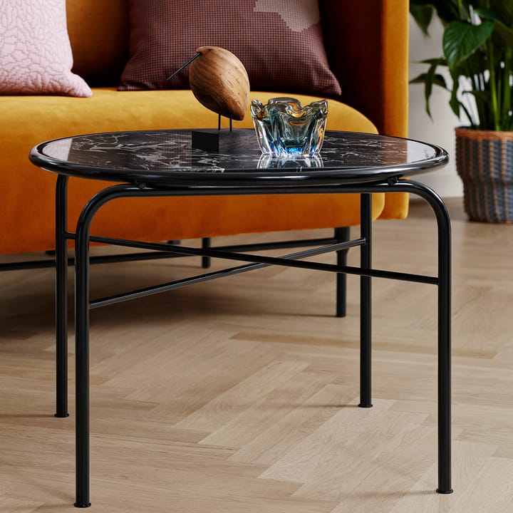 Secant sofabord marmor Ø60 cm, Black/Gold Warm Nordic