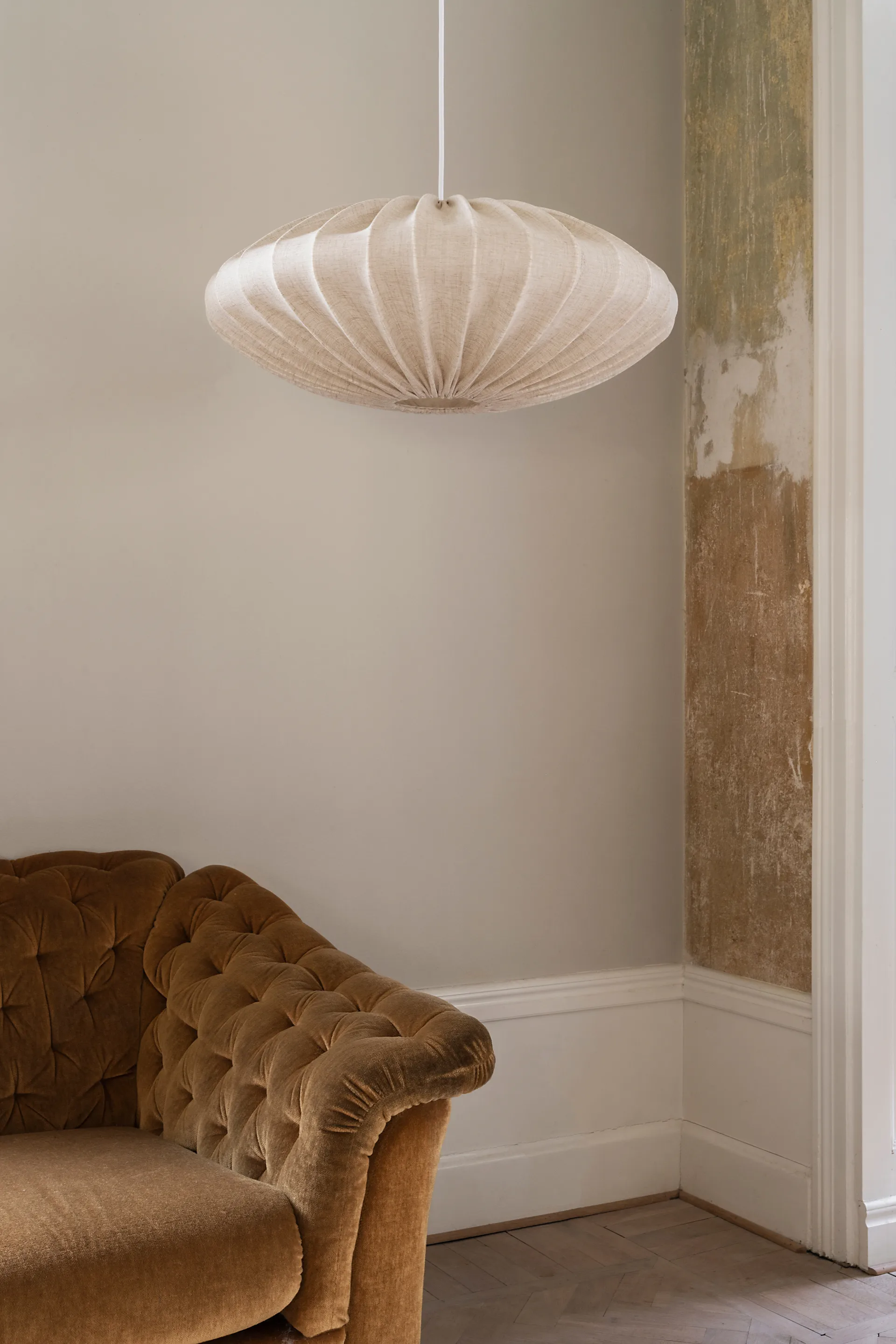 Ellipse lampeskærm 65 cm lærred, Natural Watt & Veke