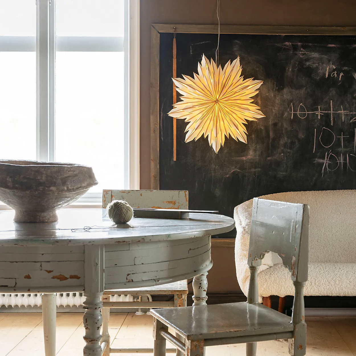 Elsa adventsstjerne 60 cm, Guld/Hvid Watt & Veke