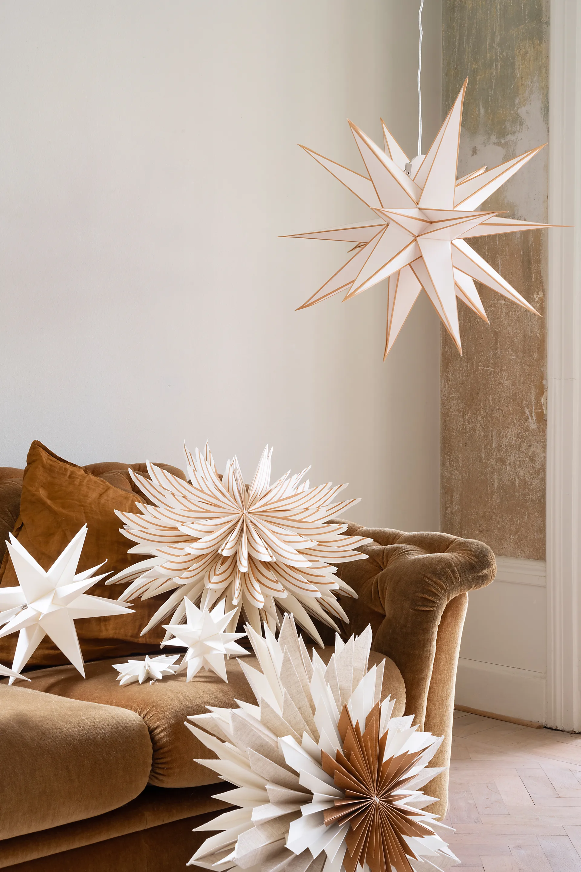 Lovisa adventsstjerne Ø50 cm, Hvid/Guld Watt & Veke