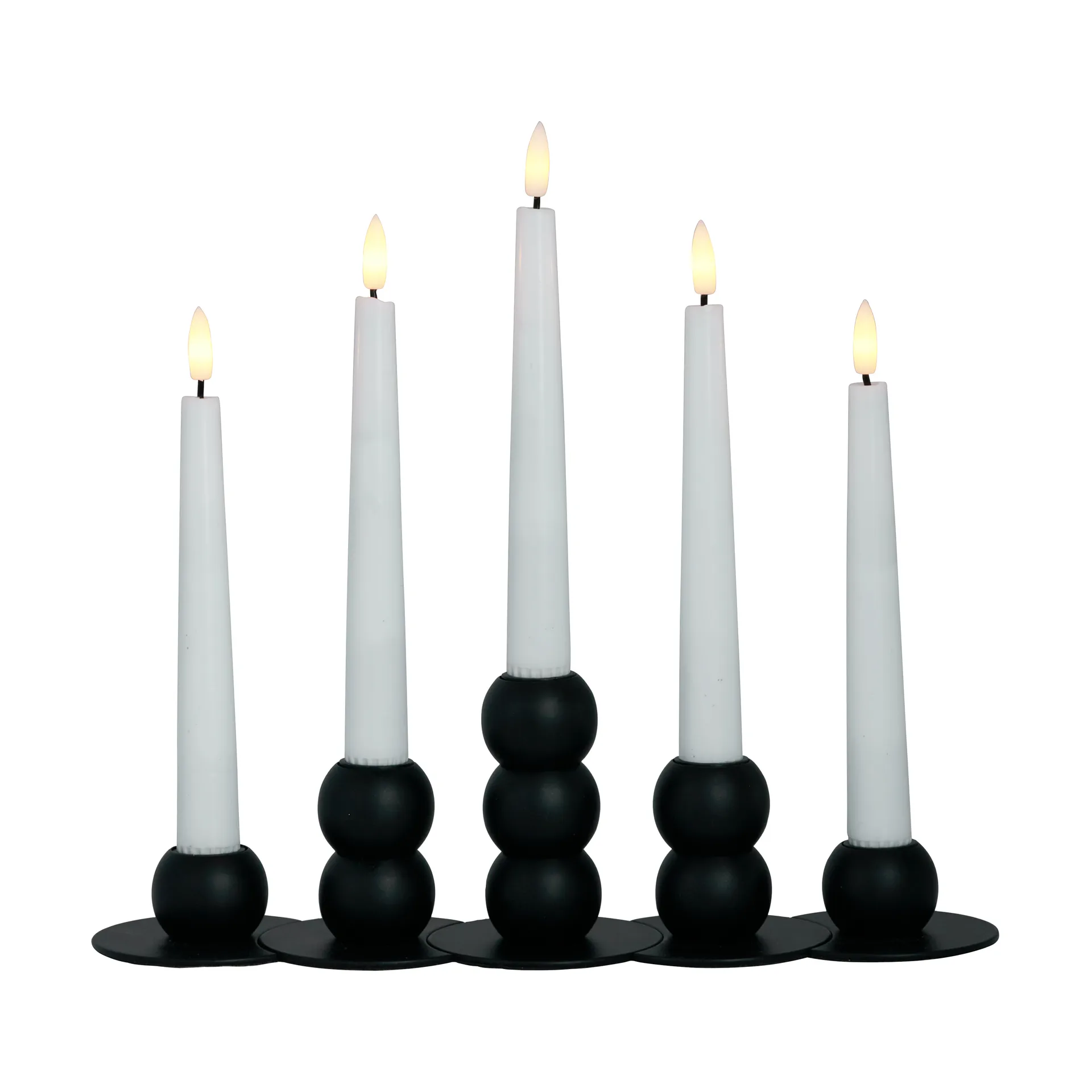 Lykke kombineret lysestage inkl. 5 LED-lys, Black Watt & Veke