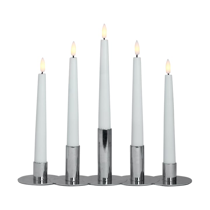 Lykke kombineret lysestage inkl. 5 LED-lys, Chrome Watt & Veke