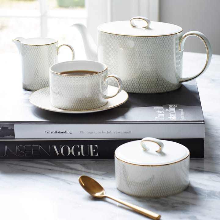 Arris tekop med underkop, Hvid Wedgwood