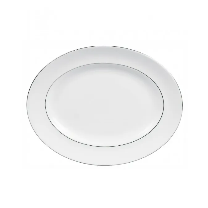Vera Wang Blanc Sur Blanc ovalt serveringsfad, 35 cm Wedgwood