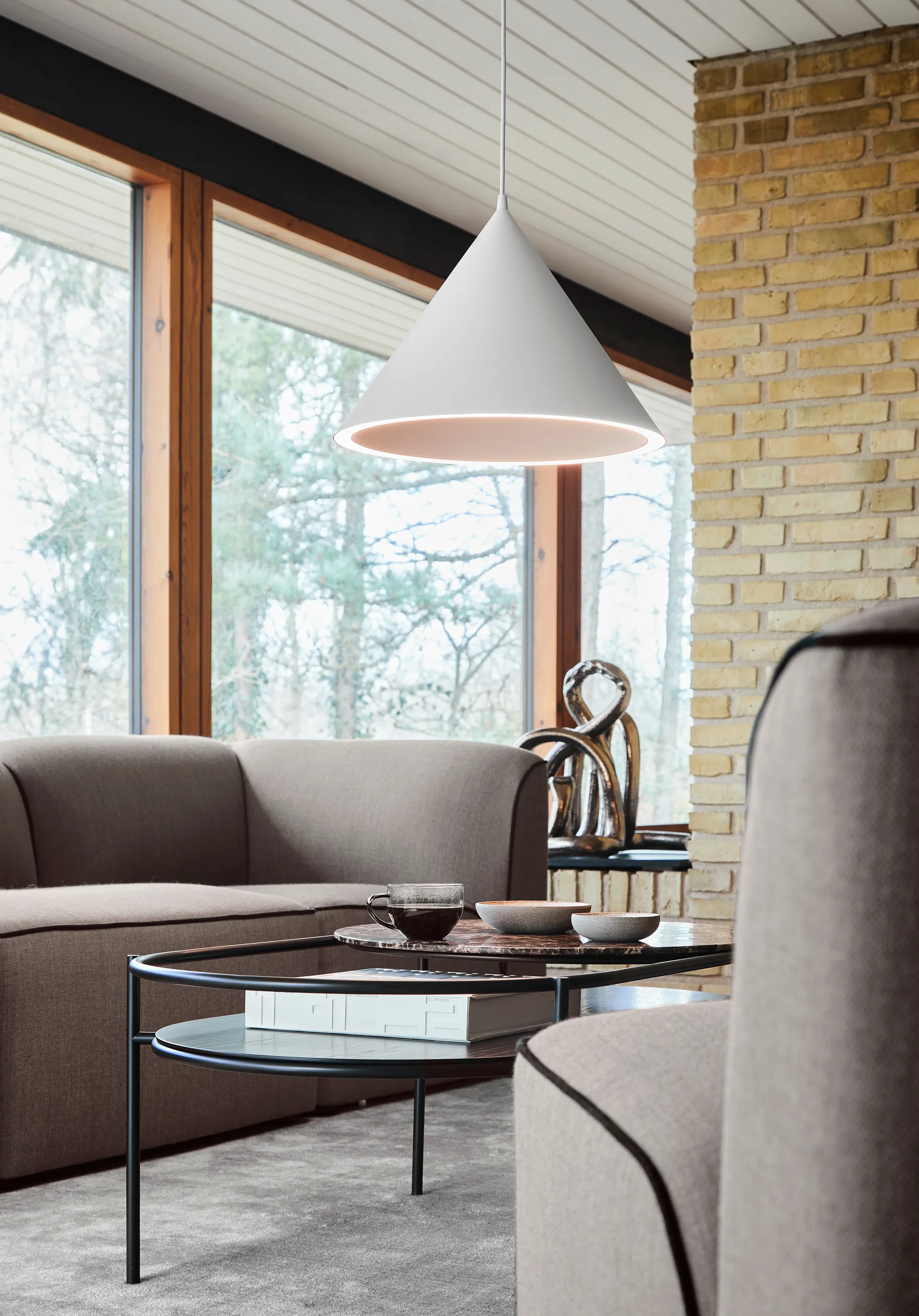 Annular pendant large, White Woud