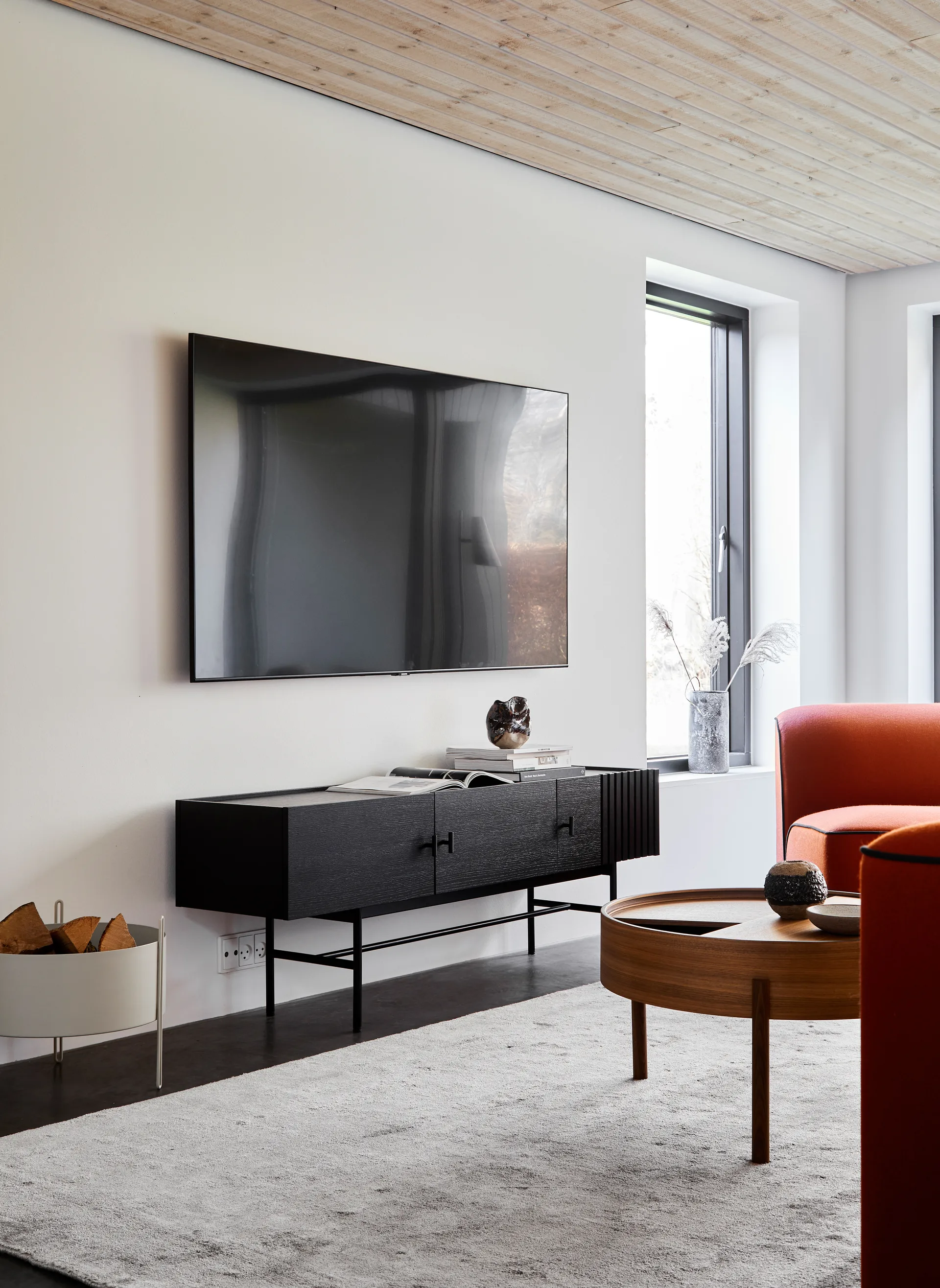 Array sidebord, 180 cm, Sortmalet eg Woud