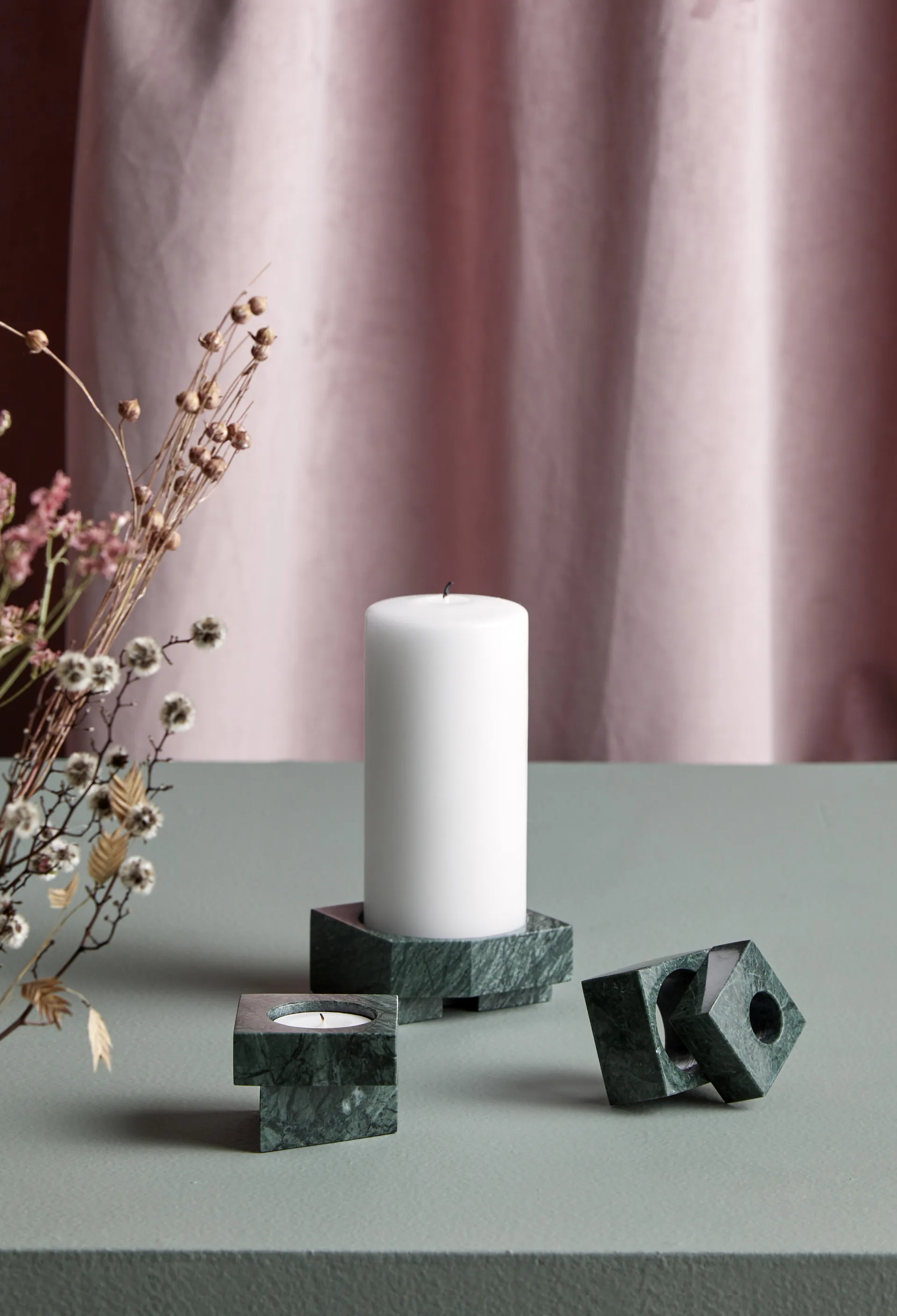 Jeu de dés 1 lysholder marmor, Grøn Woud