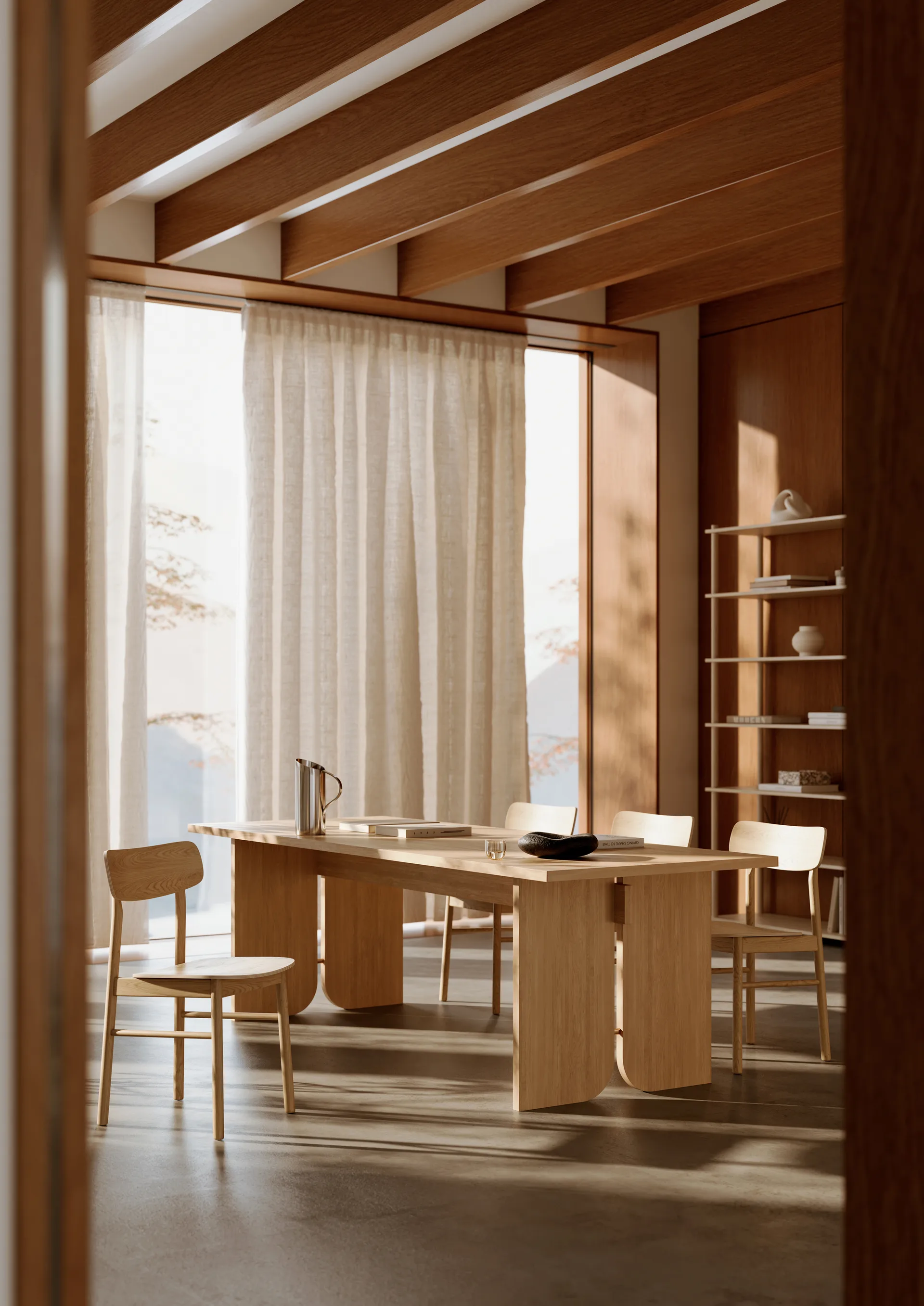 Kimono spisebord 240x90 cm, Hvidpigmenteret lakeret eg Woud