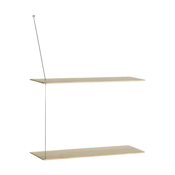 Stedge hylde - Hvidpigmenteret eg-børstet stål, 60 cm, 2 hylder - Woud