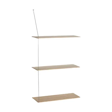 Stedge hylde - Hvidpigmenteret eg-børstet stål, 60 cm, 3 hylder - Woud