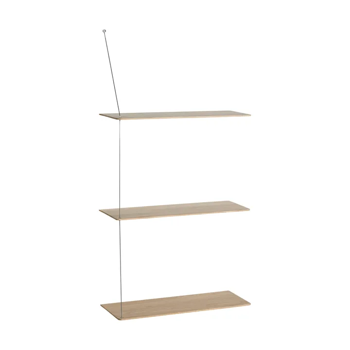 Stedge hylde - Hvidpigmenteret eg-børstet stål, 60 cm, 3 hylder - Woud
