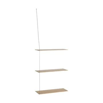 Stedge hylde - Hvidpigmenteret eg-børstet stål, 60 cm, 3 hylder - Woud