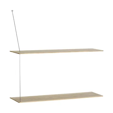 Stedge hylde - Hvidpigmenteret eg-børstet stål, 80 cm, 2 hylder - Woud