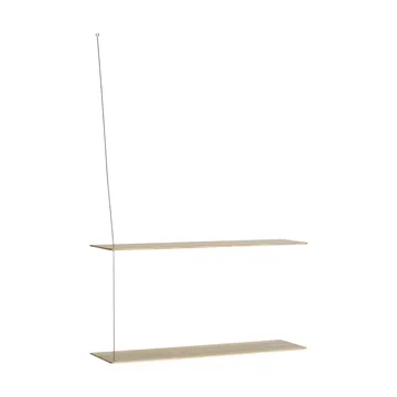 Stedge hylde - Hvidpigmenteret eg-børstet stål, 80 cm, 2 hylder - Woud