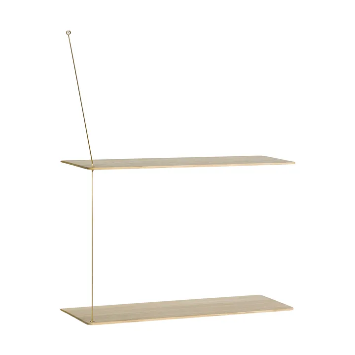 Stedge hylde - Hvidpigmenteret eg-messing, 60 cm, 2 hylder - Woud