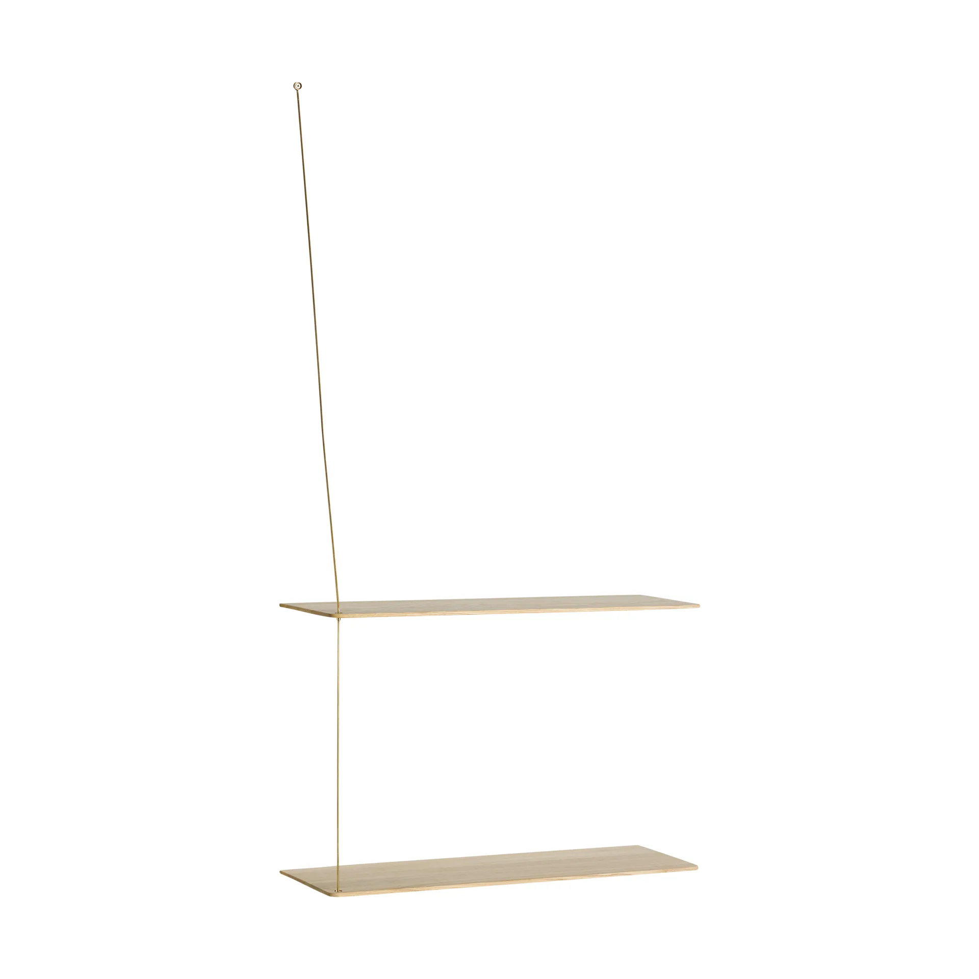 Stedge hylde, Hvidpigmenteret eg-messing, 60 cm, 2 hylder Woud