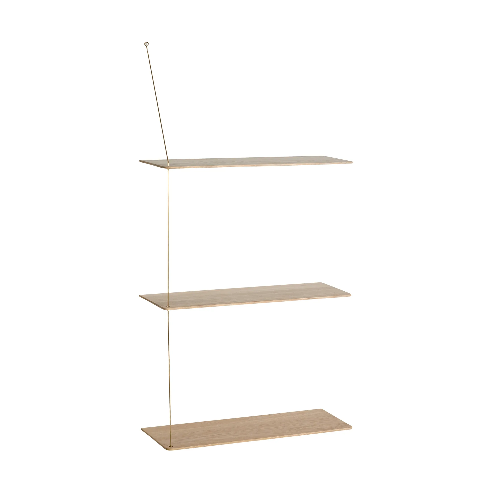 Stedge hylde, Hvidpigmenteret eg-messing, 60 cm, 3 hylder Woud