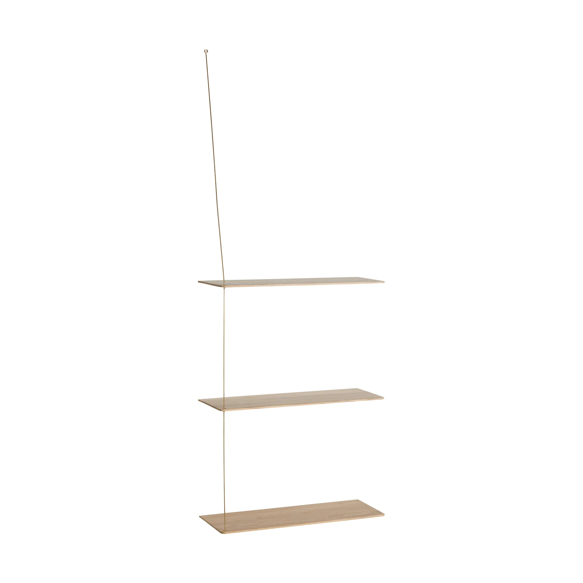 Stedge hylde, Hvidpigmenteret eg-messing, 60 cm, 3 hylder Woud