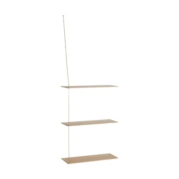 Stedge hylde - Hvidpigmenteret eg-messing, 60 cm, 3 hylder - Woud