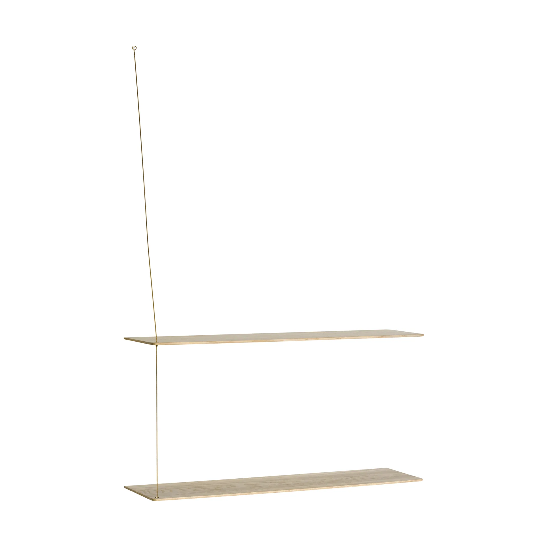 Stedge hylde, Hvidpigmenteret eg-messing, 80 cm, 2 hylder Woud