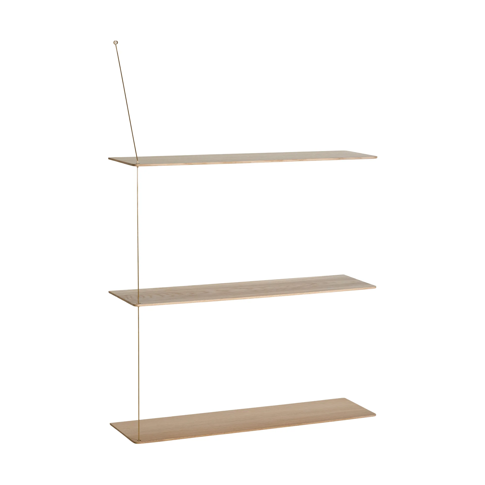 Stedge hylde, Hvidpigmenteret eg-messing, 80 cm, 3 hylder Woud